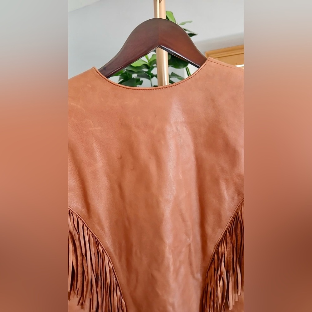 Cripple Creek Brown Genuine Leather Fringe Jacket Women’s Size S - Picture 4 of 7